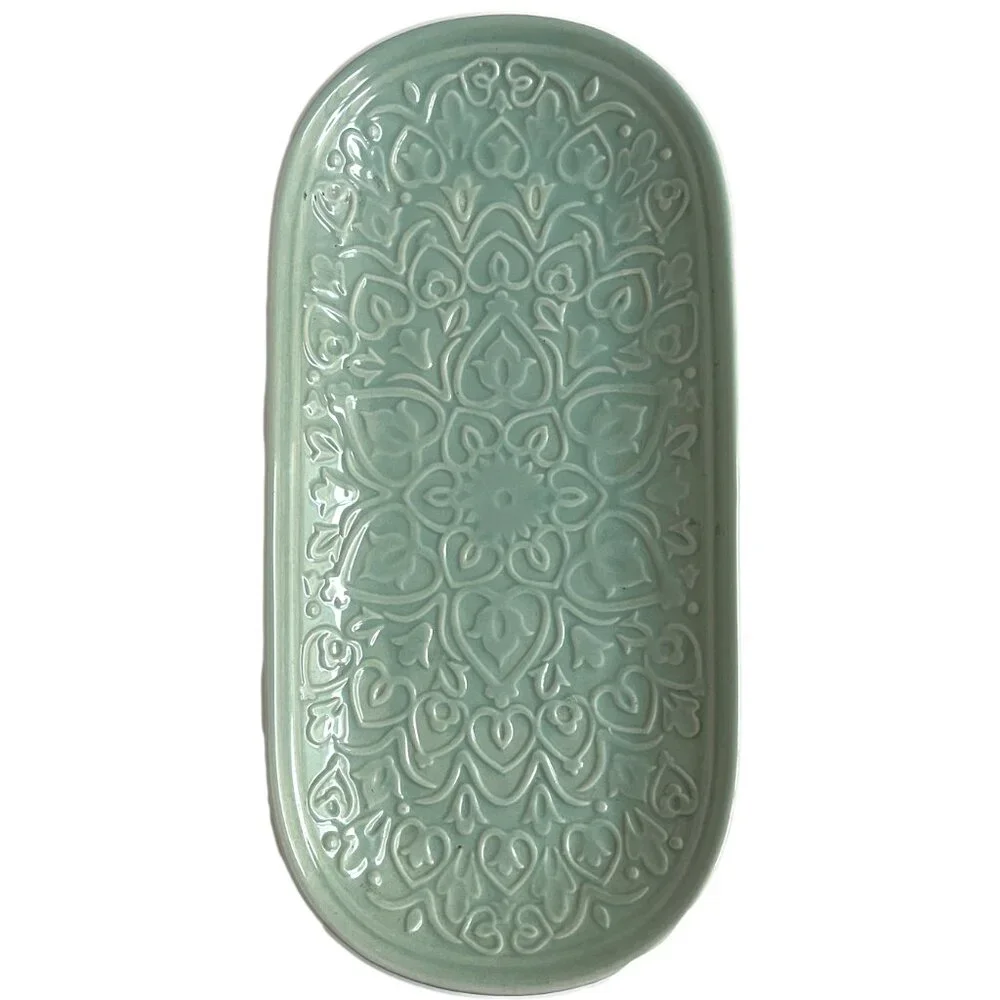 World Market Mint Green Ceramic Trinket Vanity Tray